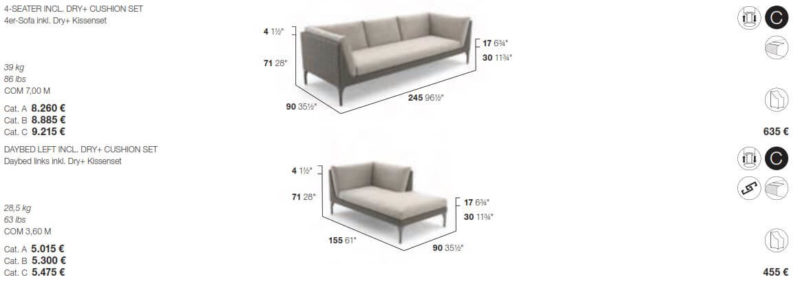 DEDON MU 4er-Sofa Preis Maße 2024