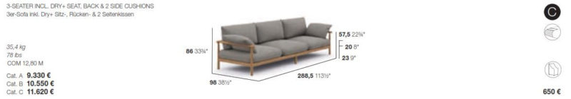 DEDON TIBBO 3er-Sofa Preis Maße 2024