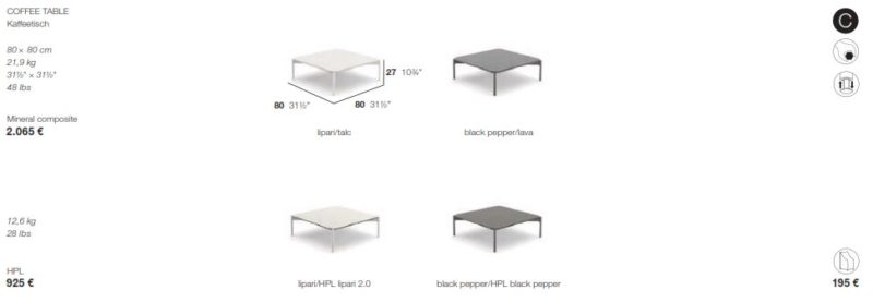 Dedon Izon Kaffeetisch 80 cm Preis 2023