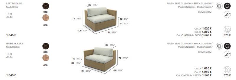Dedon Lounge Modul links und rechts Preis 2023