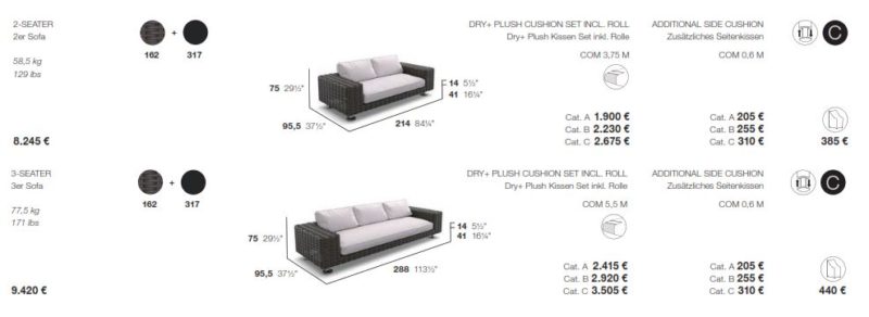 Dedon Paros 2er-Sofa 3er-Sofa Preis 2023