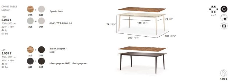 Dedon Wa Esstisch 100 x 200 cm Preis 2023